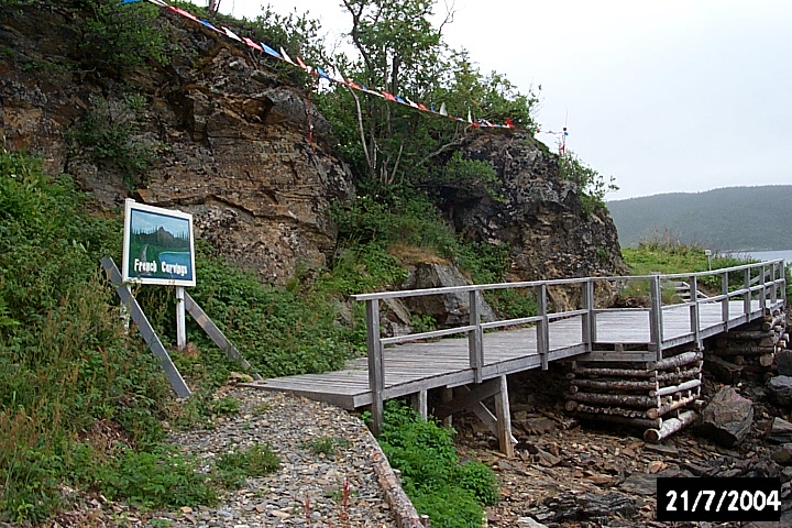 A boardwalk leading to the French inscriptions at Le Fond.